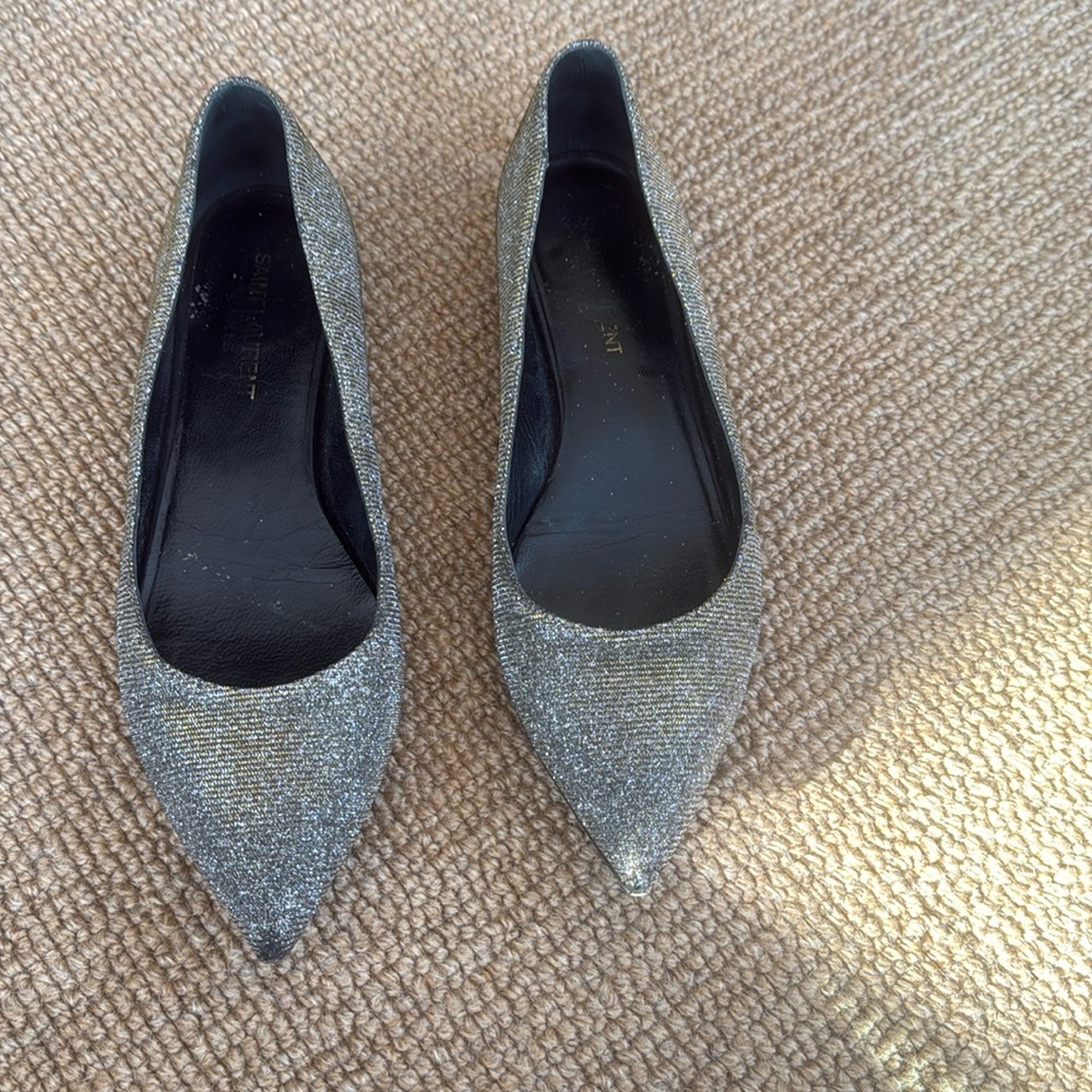 Saint Laurent metallic pointed toe flats